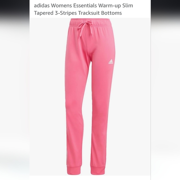 Adidas Womens Essentials Warm-Up Slim Tapered 3 Stripes Tracksuit Bottoms Sz L - Picture 4 of 9
